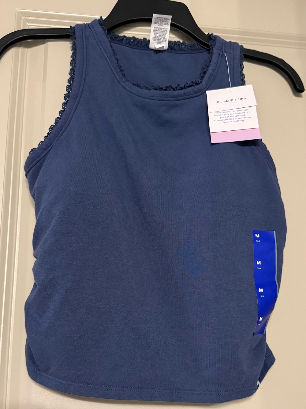 Women's Navy Tank Top with Lace Trim